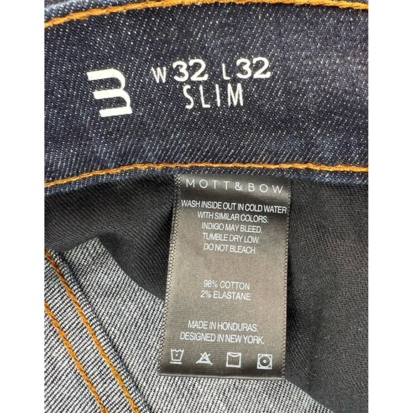 Mott & Bow Slim Crosby Denim Jeans Mens 32x32 Dark Wash Blue Stretch - Picture 8 of 9